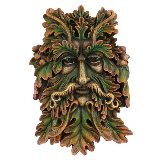 Green Man Wall Plaque - Pagan Leaf God Indoor Outdoor Decor 22.5cm