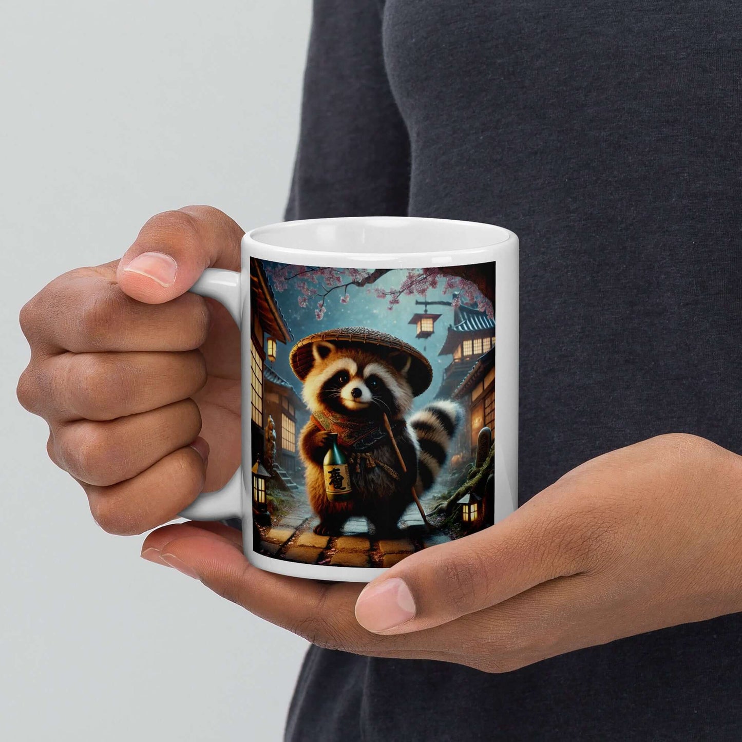 Tanuki Raccoon Dog Mug – Japanese Folklore 11oz Ceramic Mug, Mythical Creature Design